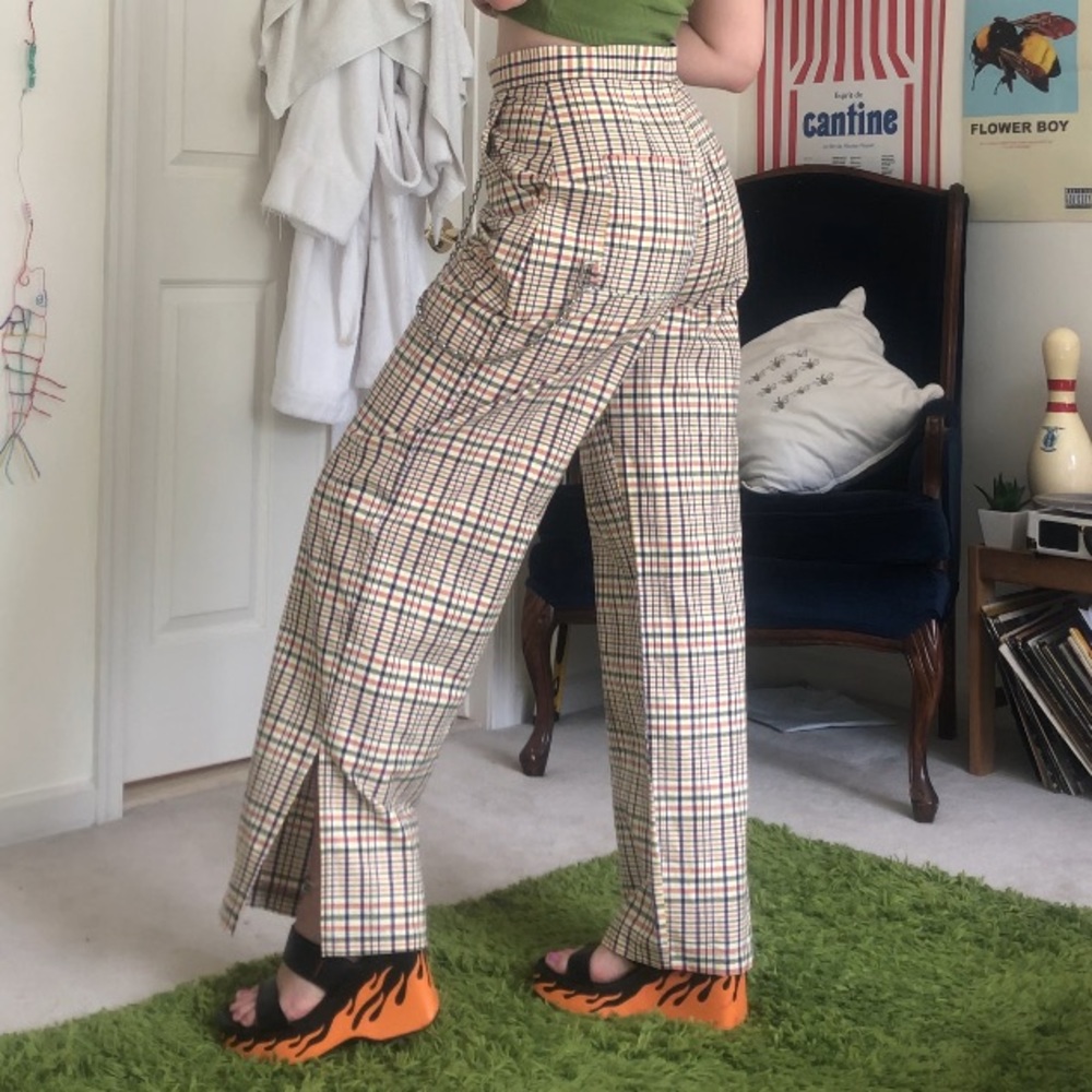 The Ragged Priest Plaid Wide Leg Pants with Chain